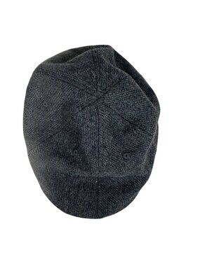 Wool Blend Flat Cap In Gray With Plaid Inner Lining Size S/M